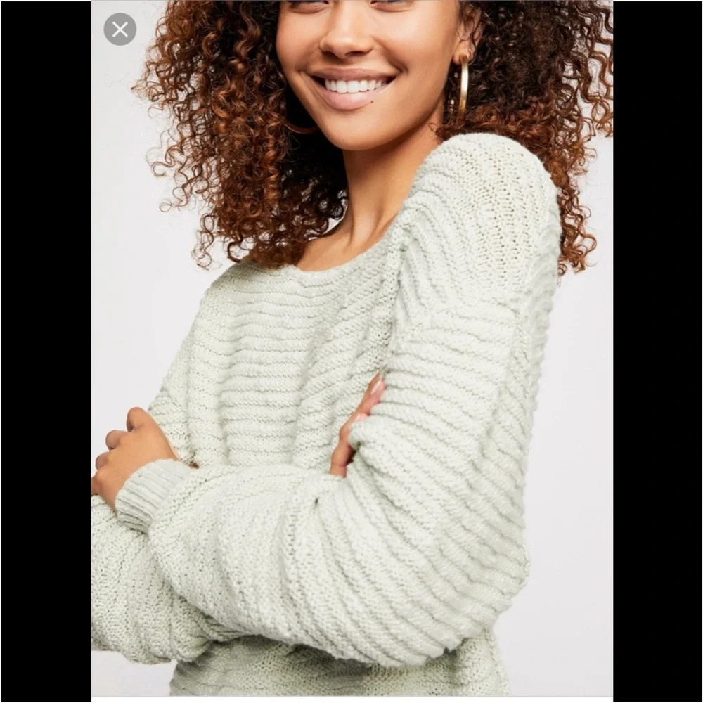 Free People Menace Solid Tunic Sweater Oversized Slouchy Mint Green Size Medium